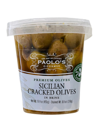 Paolos Olives Sicilian Cracked Plastic Container